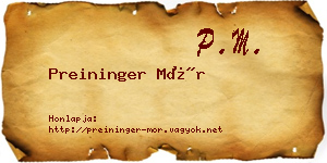 Preininger Mór névjegykártya